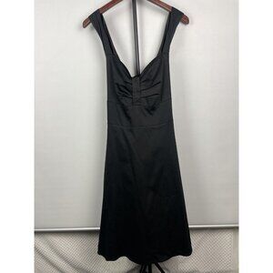 City Chic Black Retro Smocked Back Fit & Flare‎ Cross Back Dress Size 14